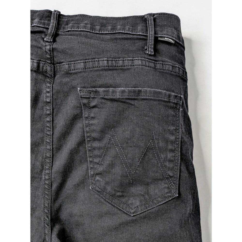 MOTHER Hustler Ankle Fray Jeans 30 Black High Rise Crop Raw Hem Not Guilty - Picture 9 of 15